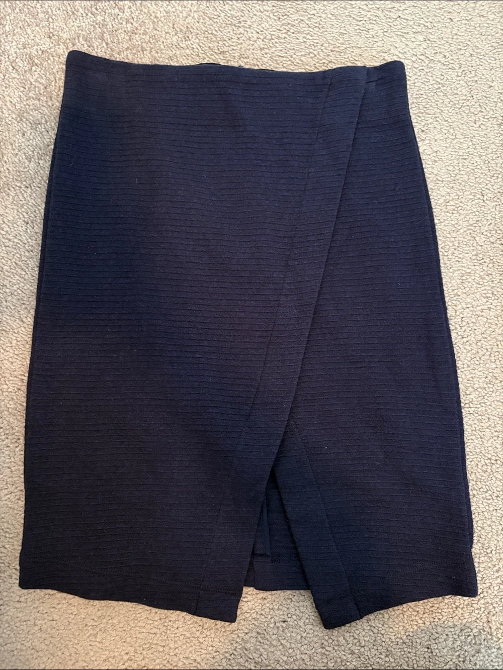 LOFT Navy Wrap-Front Pencil Skirt - Picture 1 of 2